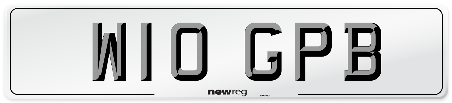 W10 GPB Number Plate from New Reg
